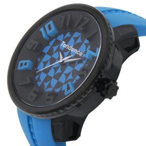 Tendence Round Gulliver Skull Hydrogen Men's Watch Black Blue - New w/tags